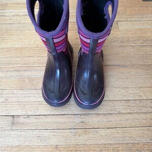 Bogs: Purple and Pink Striped Rain/Snow Boots